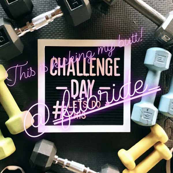 Image of Fitbride challenge day surrounded by free weights