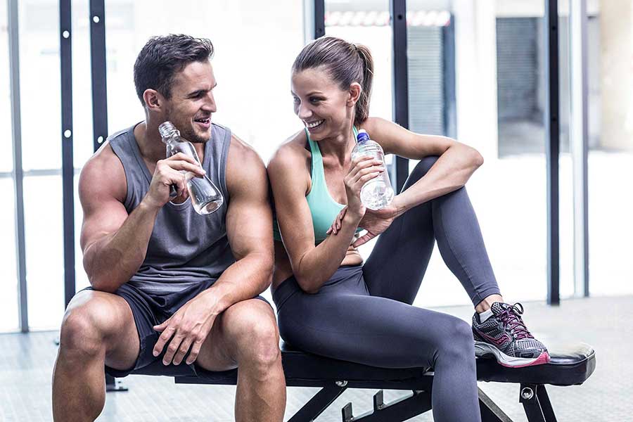 Couple sweating together