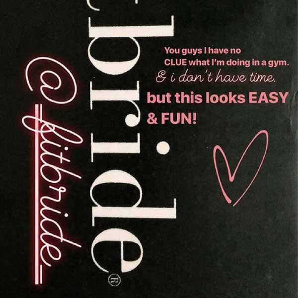 Fitbride box on social with caption reading this looks easy and fun!