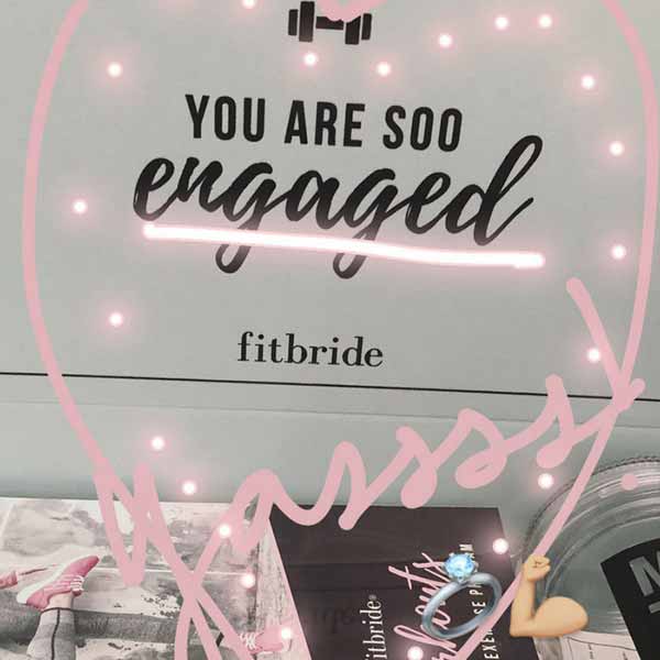Close up of Fitbride box opened showing You're So Engaged text