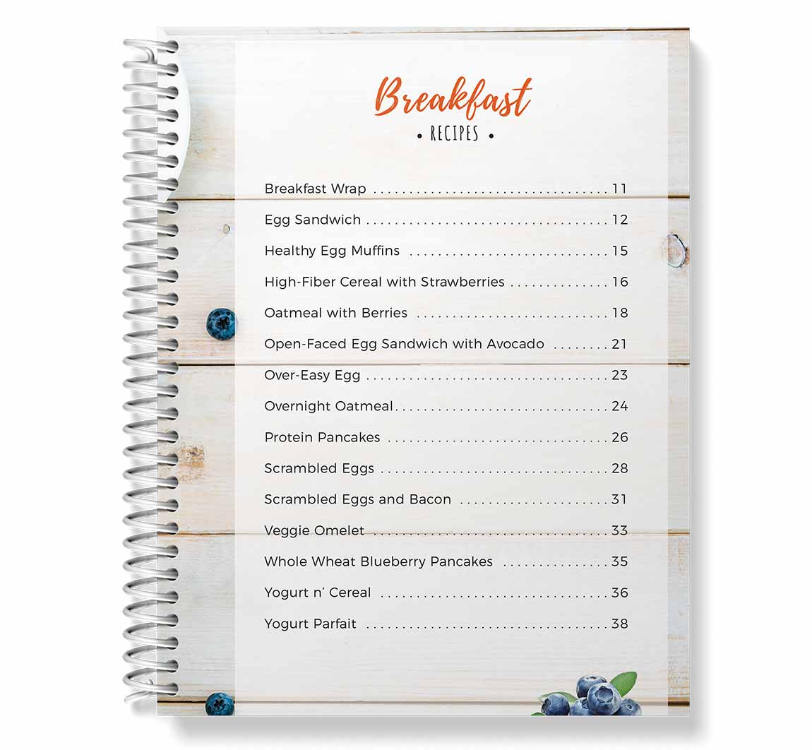 Fitbride Cookbook Table of Contents for Breakfast meals