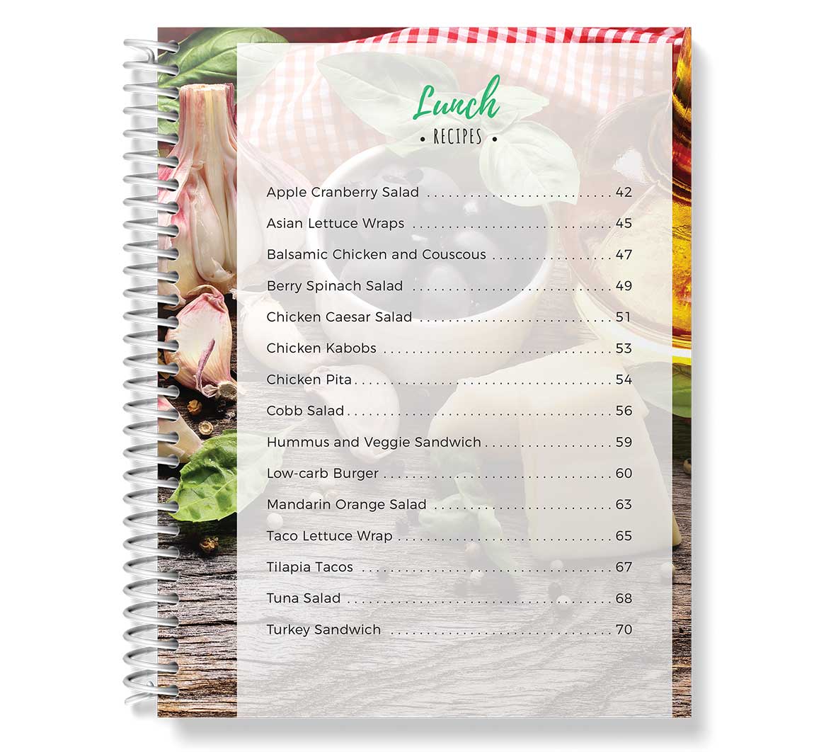 Fitbride Cookbook Table of Contents for Lunch meals